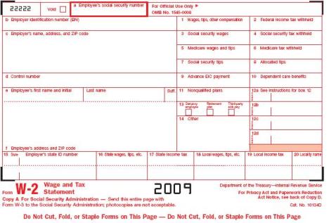 Sample of IRS Form W-2. The instructions for the field labelled “Control 